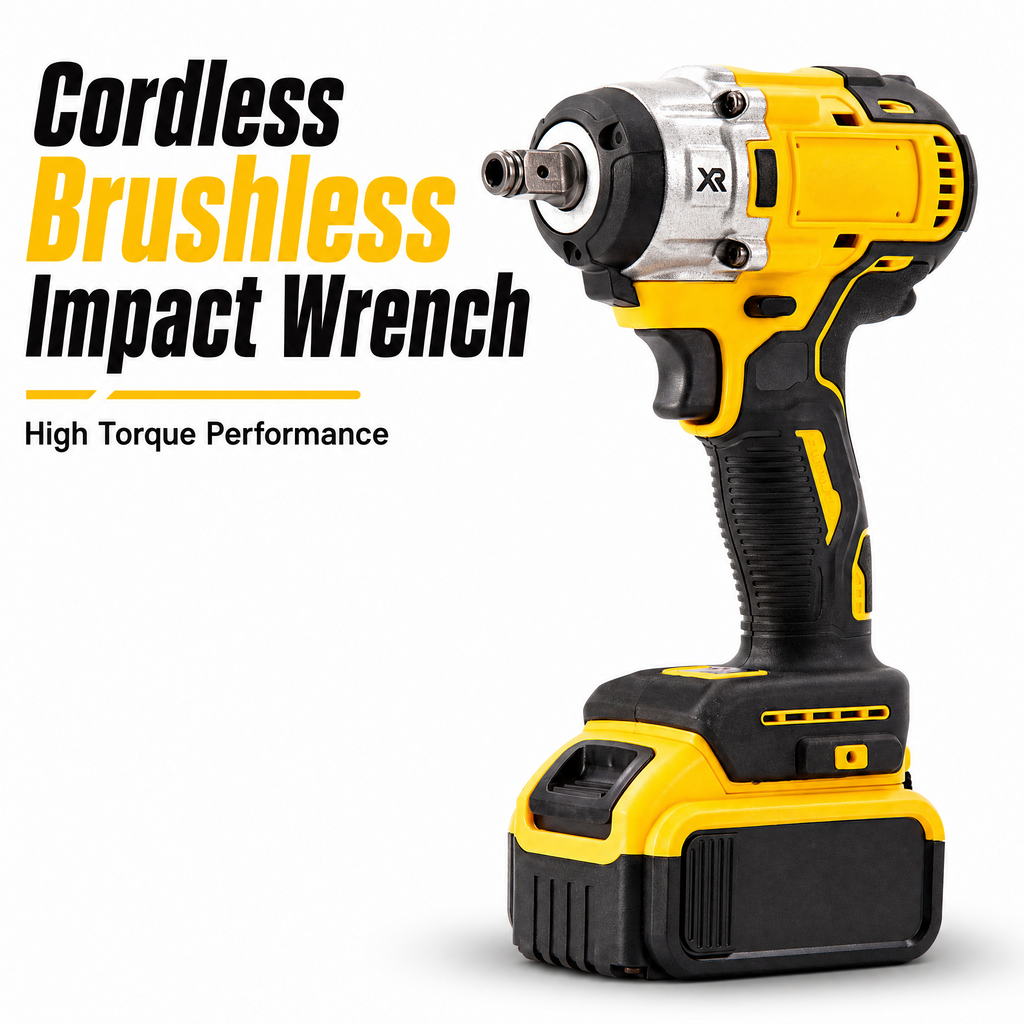 Brushless Cordless Impact Wrench 1/2 Inch, 320N.m High Torque Lithium-Ion Electric Wrench Gun for Car Tyre, Truck & Home DIY