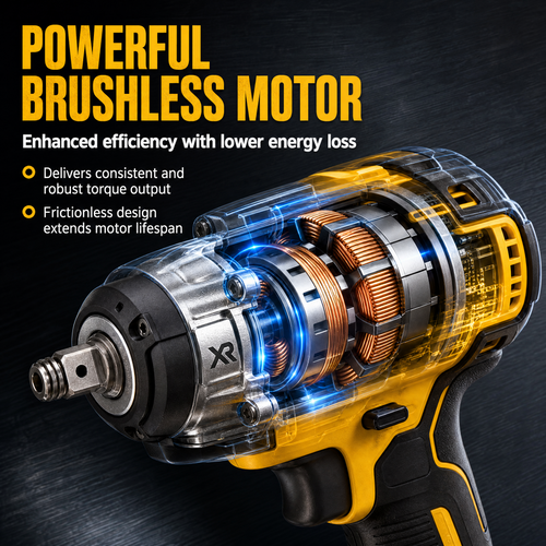 Brushless Cordless Impact Wrench 1/2 Inch, 320N.m High Torque Lithium-Ion Electric Wrench Gun for Car Tyre, Truck & Home DIY