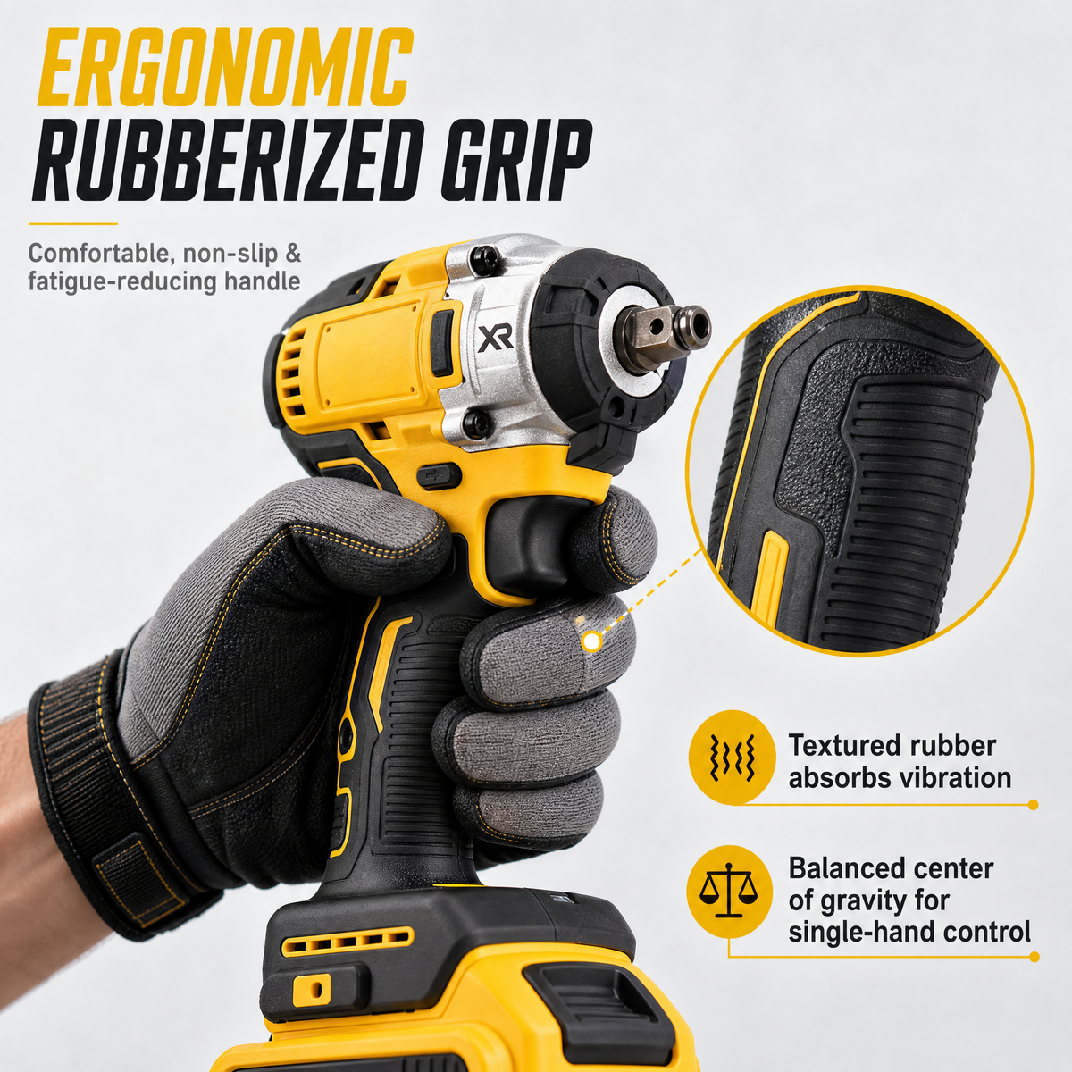 Brushless Cordless Impact Wrench 1/2 Inch, 320N.m High Torque Lithium-Ion Electric Wrench Gun for Car Tyre, Truck & Home DIY