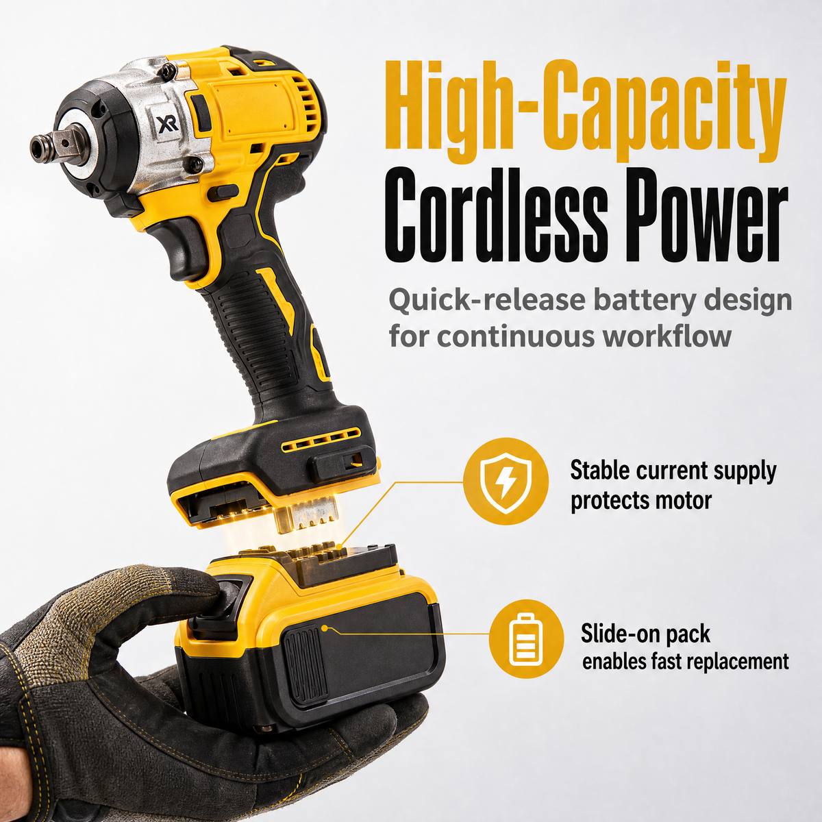 Brushless Cordless Impact Wrench 1/2 Inch, 320N.m High Torque Lithium-Ion Electric Wrench Gun for Car Tyre, Truck & Home DIY