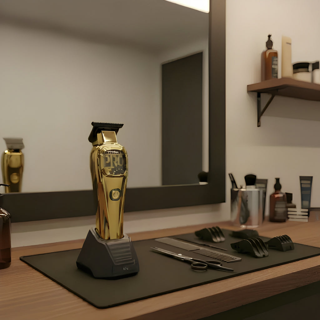 Professional Cordless Hair Clipper & Barber Kit – Black/Gold
