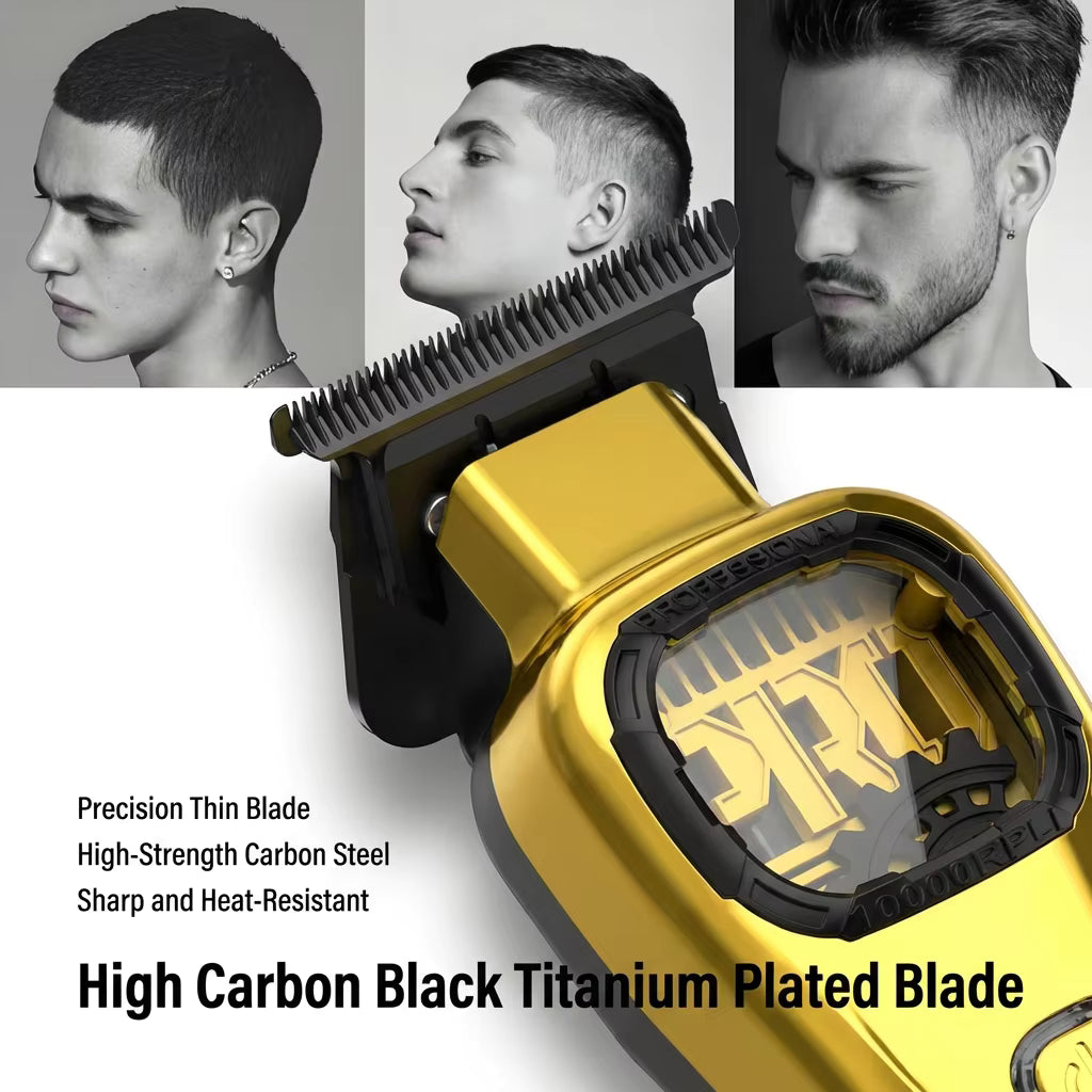 Professional Cordless Hair Clipper & Barber Kit – Black/Gold
