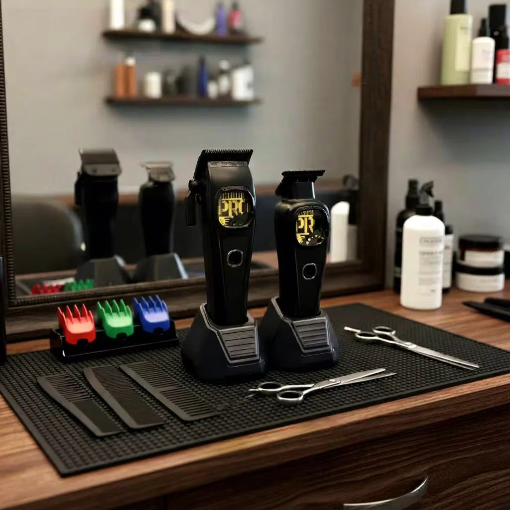 Professional Cordless Hair Clipper & Barber Kit – Black/Gold