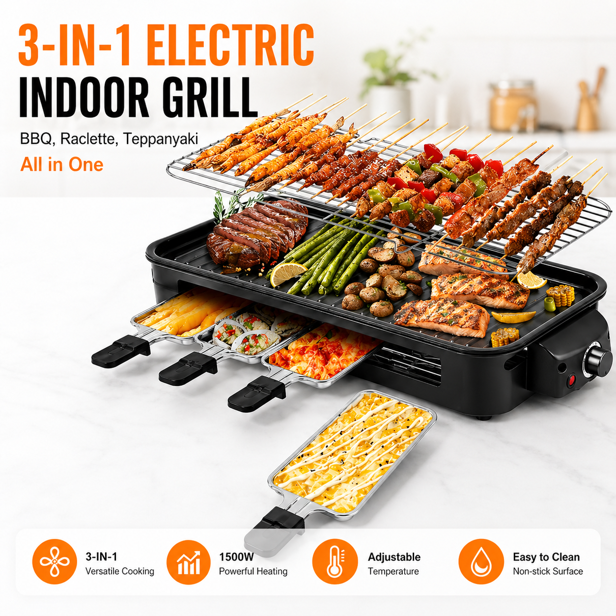 Pukomek Electric Indoor Griddle, Dual-function Indoor Griddle