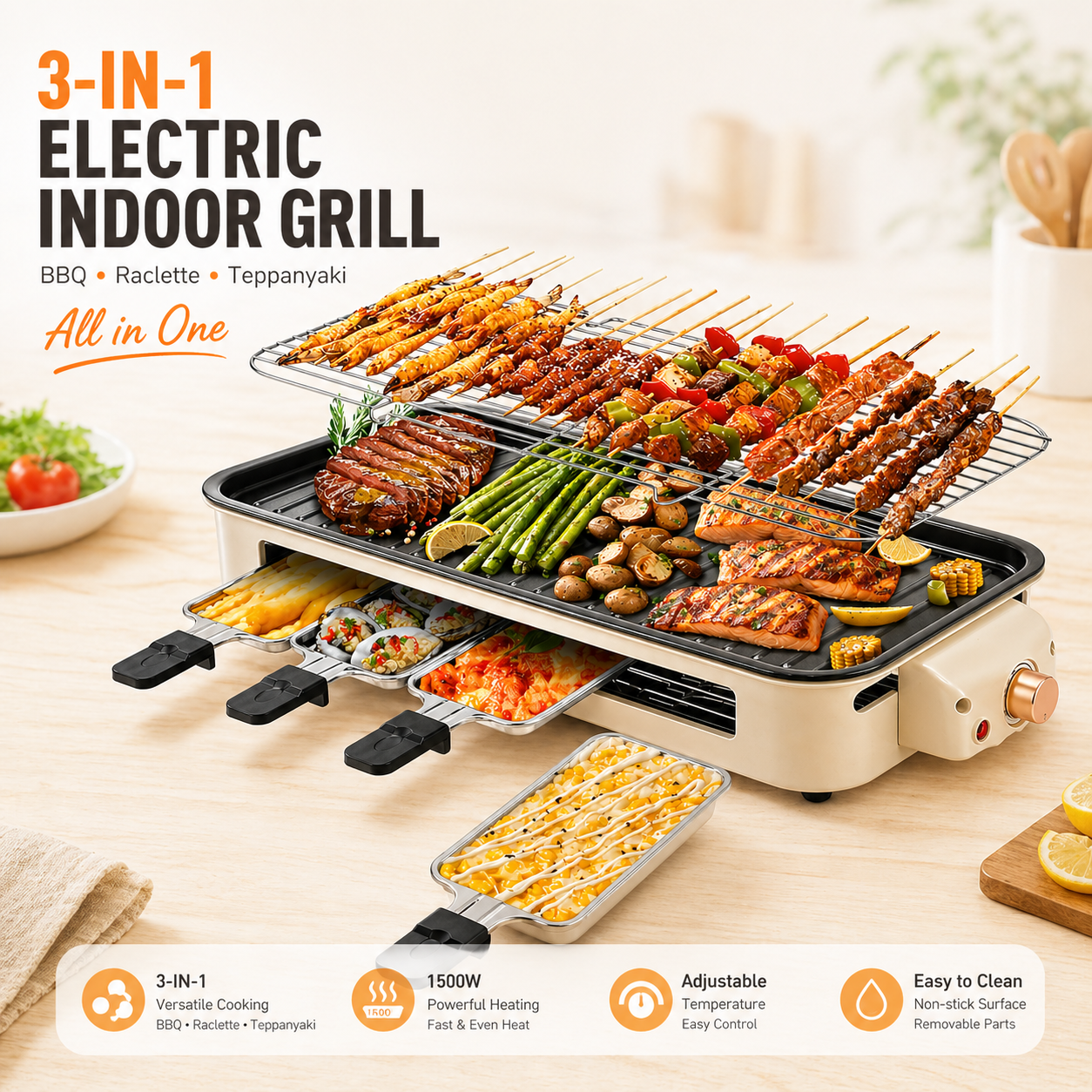 Pukomek Electric Indoor Griddle, Dual-function Indoor Griddle