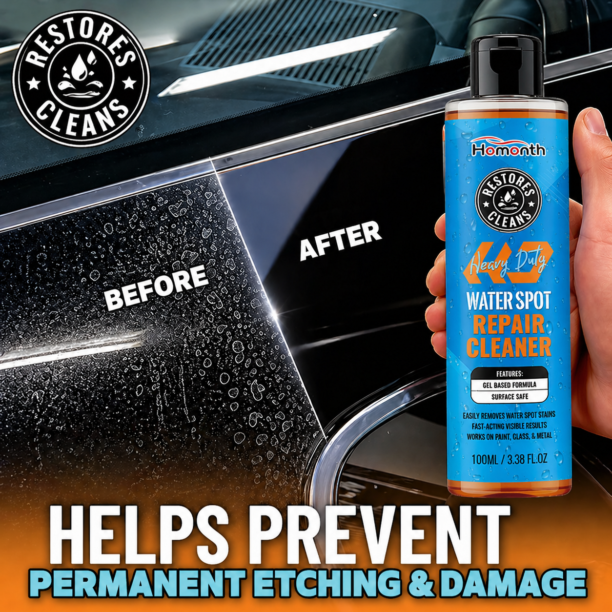 High-efficiency car care heavy stain and water stain remover spray, window rain and dirt repellent cleaning spray