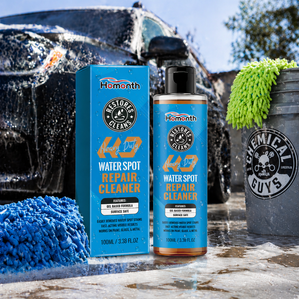 High-efficiency car care heavy stain and water stain remover spray, window rain and dirt repellent cleaning spray