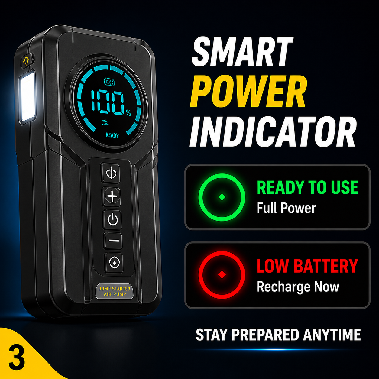 Portable four-in-one 6000 mAh emergency starter, digital power bank, 12V car starter with tire inflator